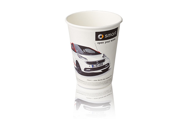 Recyclebarer Graspapier Becher Coffee To-Go Kampagne Smart AD2GO