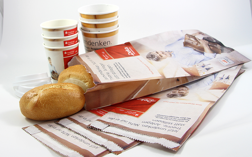 Frankfurter Sparkasse Coffee To-Go Becher und Bäckertüten To-Go Kampagnen Beispiele AD2GO